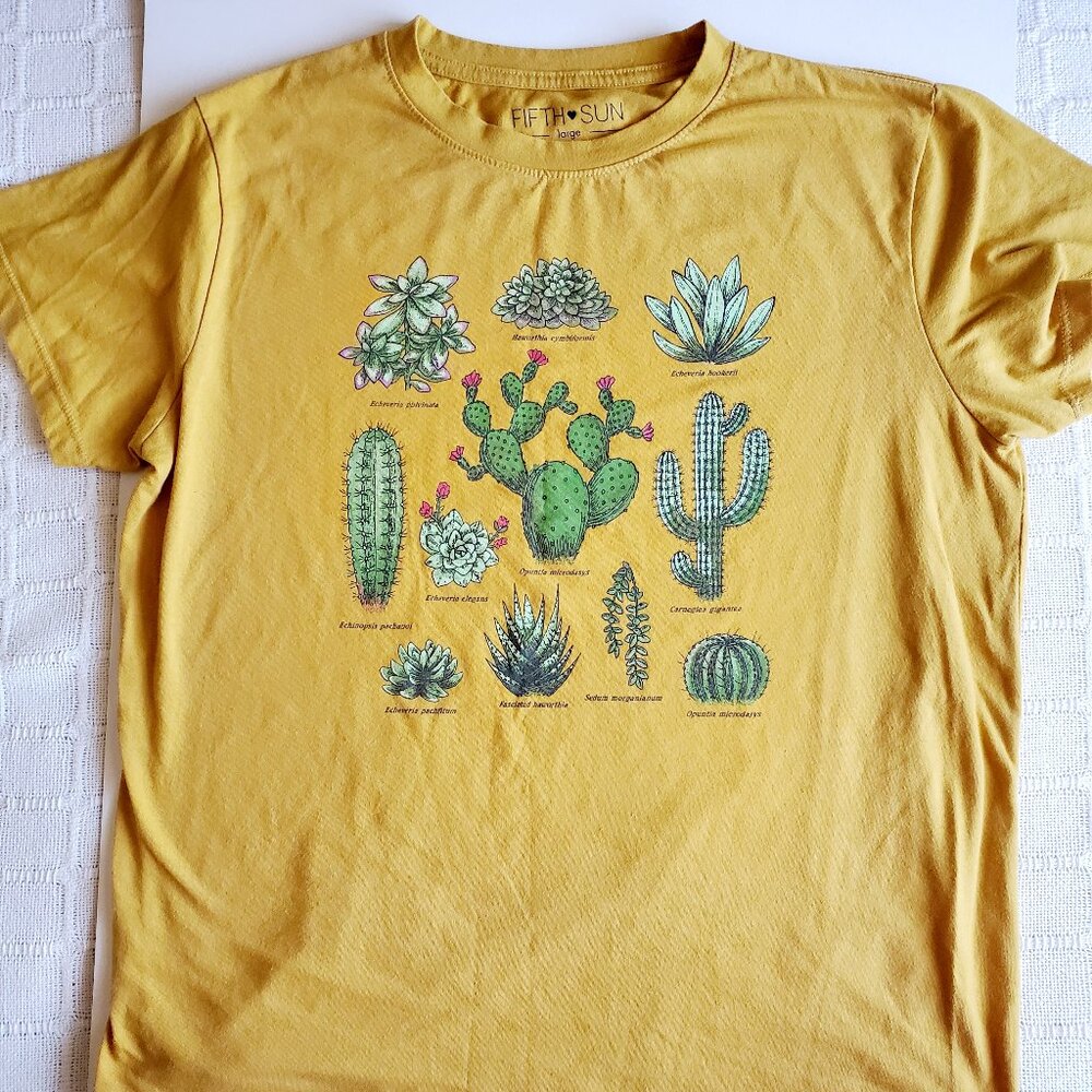 Fifth Sun Men's/Unisex T-Shirt, Succulents & Cacti, Size Large